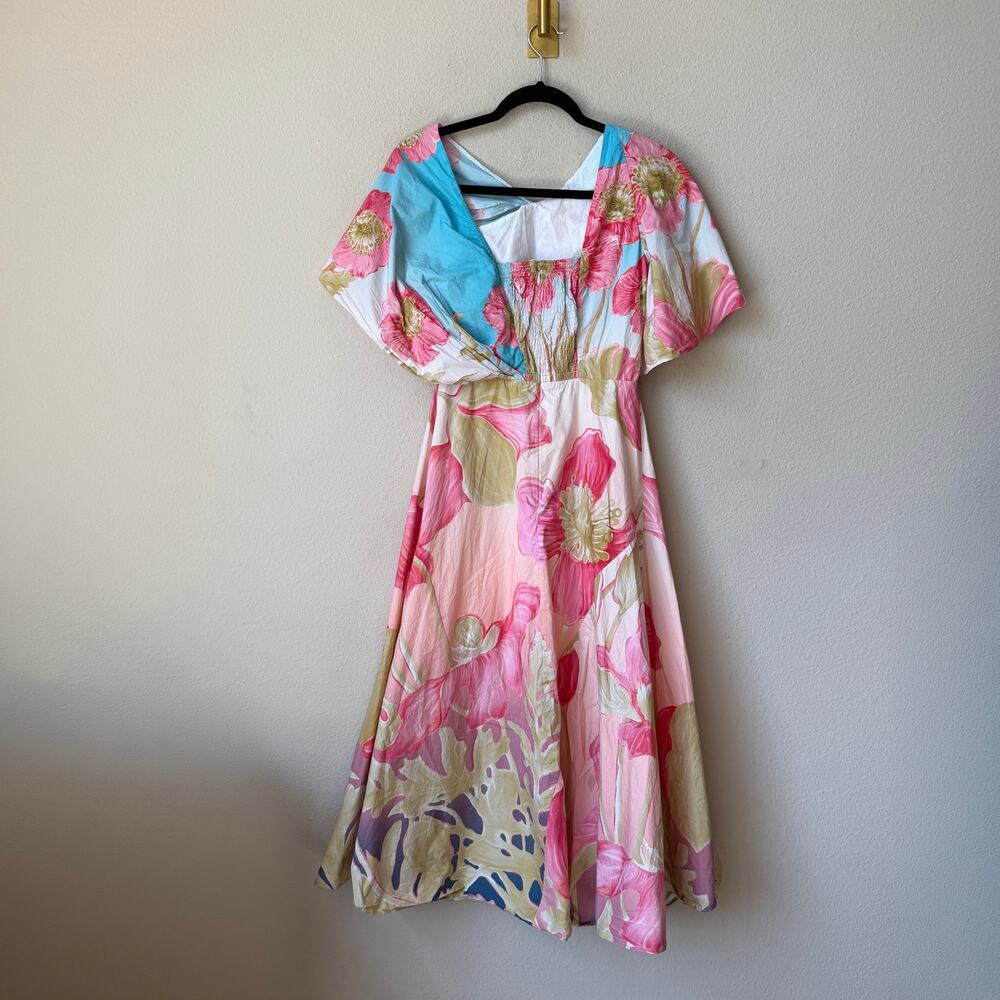 Peter Pilotto Pink Floral Cotton Asymmetric Dress Size 2 - Picture 4 of 6